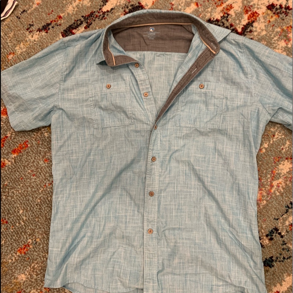 men’s blue kuhl shirt